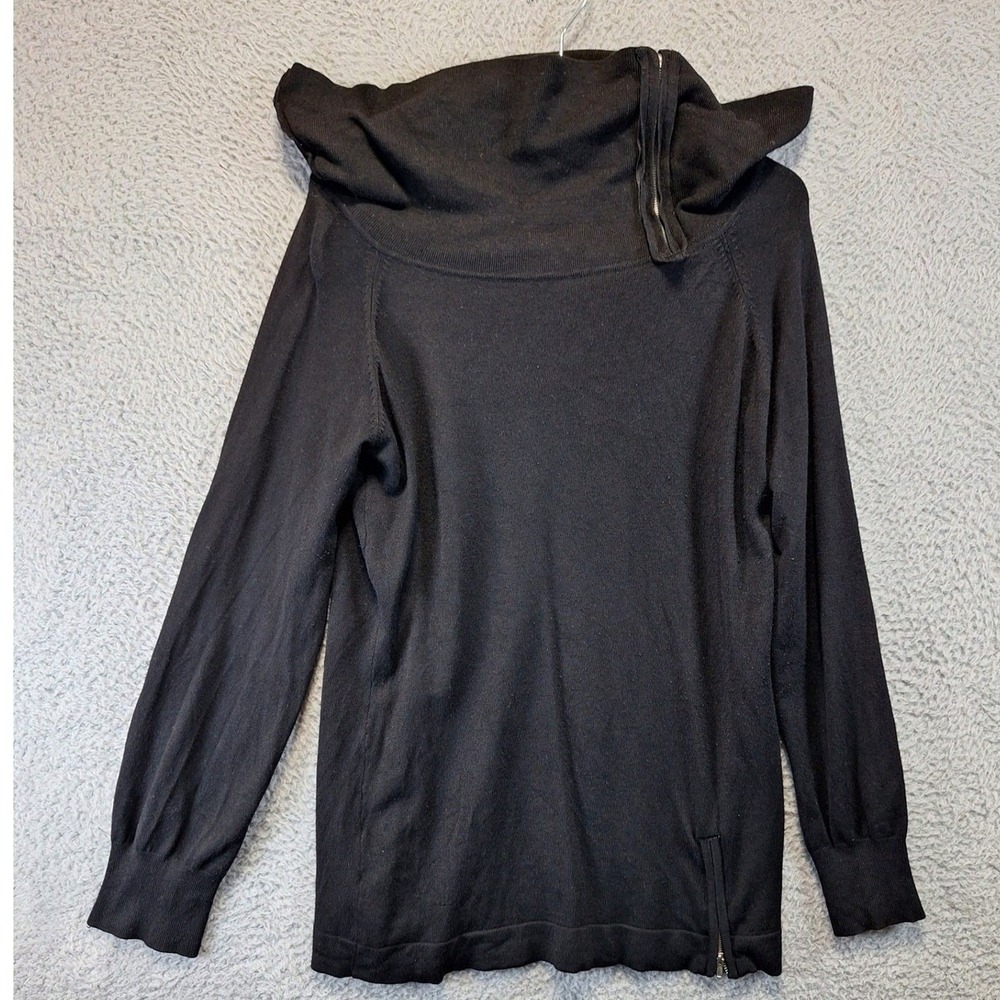 AGB Sweater Women's Size Large Black Long Sleeve Zip Neck Business Casual